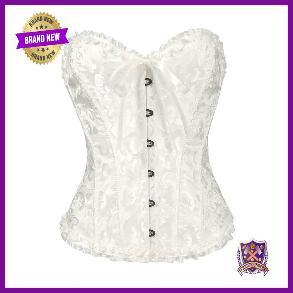 Lace Up Boned Corset Top Overbust Bustier XS-XXL Waist Support